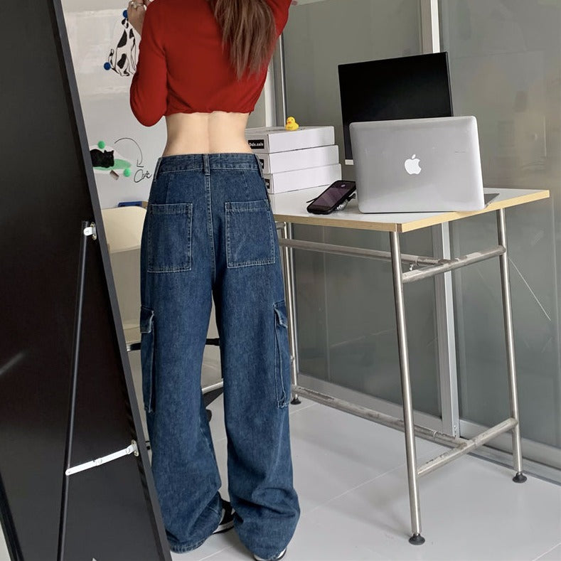 ワークデニムパンツ ビッグポケットで大人可愛い S2140