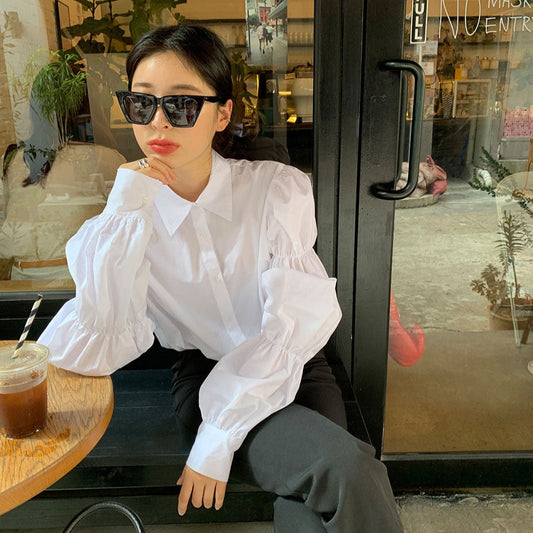 パフスリーブホワイトシャツ♡ふんわりガーリーな一枚 S1698