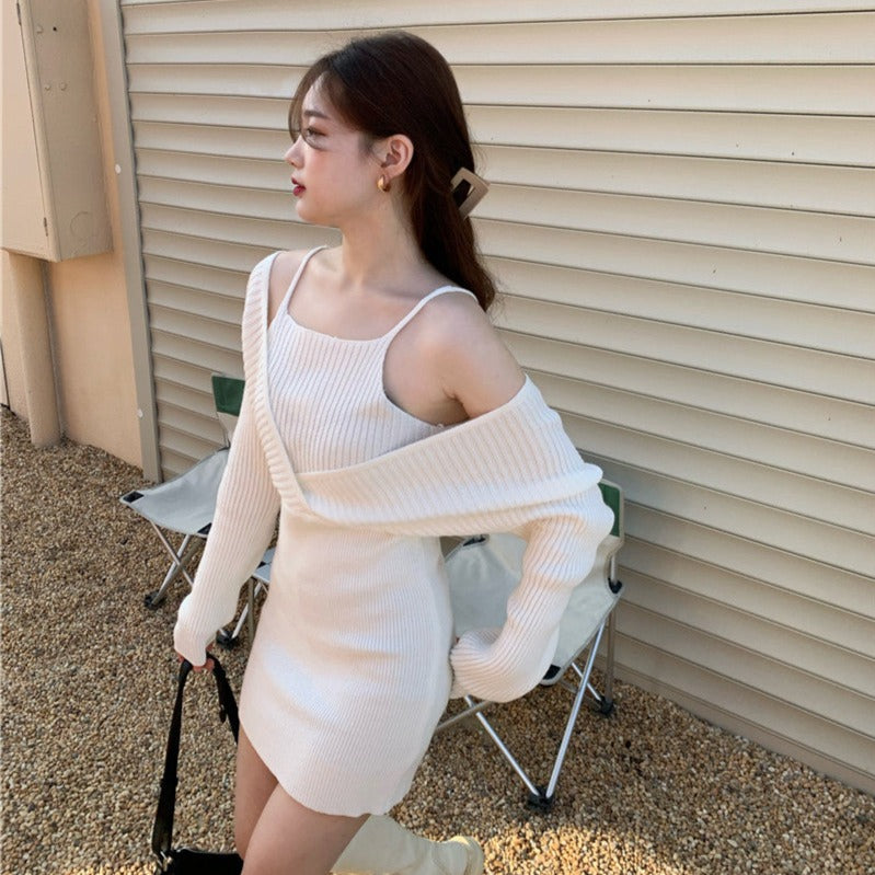 オフショルニットワンピース♡デコルテ美人に S1231