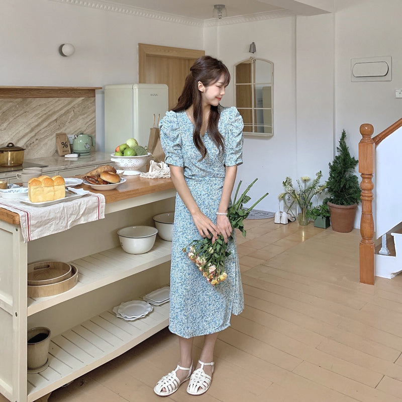 大人可愛い小花柄カシュクールワンピース S1834