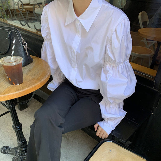 パフスリーブホワイトシャツ♡ふんわりガーリーな一枚 S1698