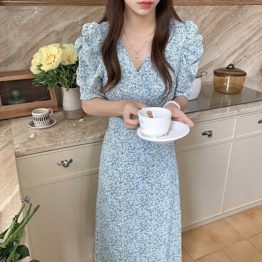 大人可愛い小花柄カシュクールワンピース S1834