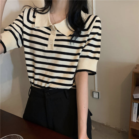 ゆるシルエットのボーダーポロシャツ♡ S1440