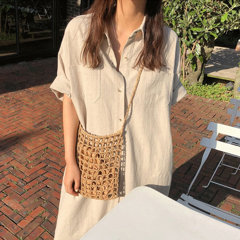 ロングシャツワンピース 夏のAラインで可愛く♡ S1791