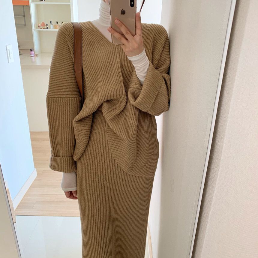 リブニットセットアップで大人可愛いコーデに♡ S1255