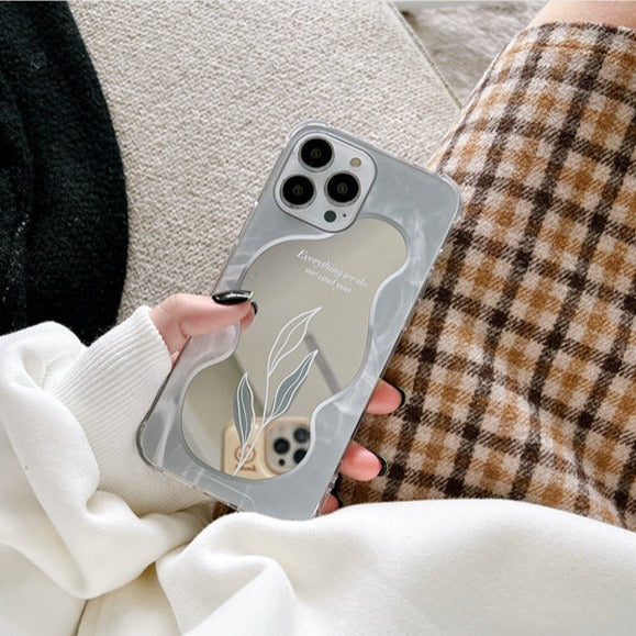 リーフ柄マーブル iPhoneケース おしゃれスマホケース S2500