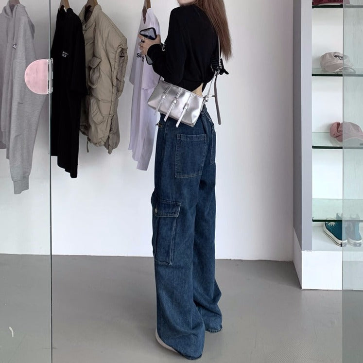 ワークデニムパンツ ビッグポケットで大人可愛い S2140