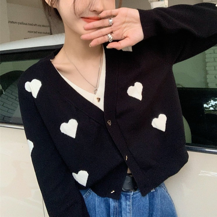 ミニハートフェイクレイヤードカーディガン♡大人可愛い S1700