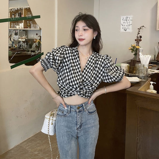 ツイストチェックブラウスでトレンドコーデ♡ S1867