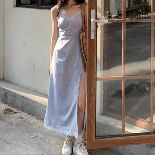 ハイスリットチェックキャミワンピース♡大人可愛い S1899