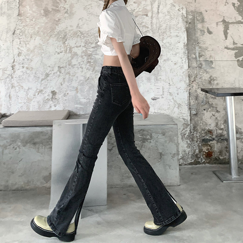 デザインウエストフレアデニムパンツ S2464