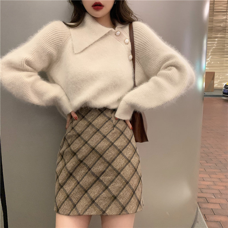 アシメ風モヘアライクニット♡ふんわり可愛い S1116