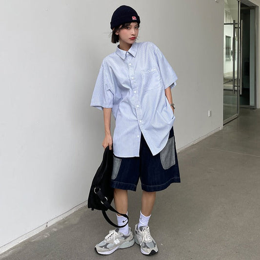 ビッグストライプシャツ ユニセックスで春らしい♡ S1475