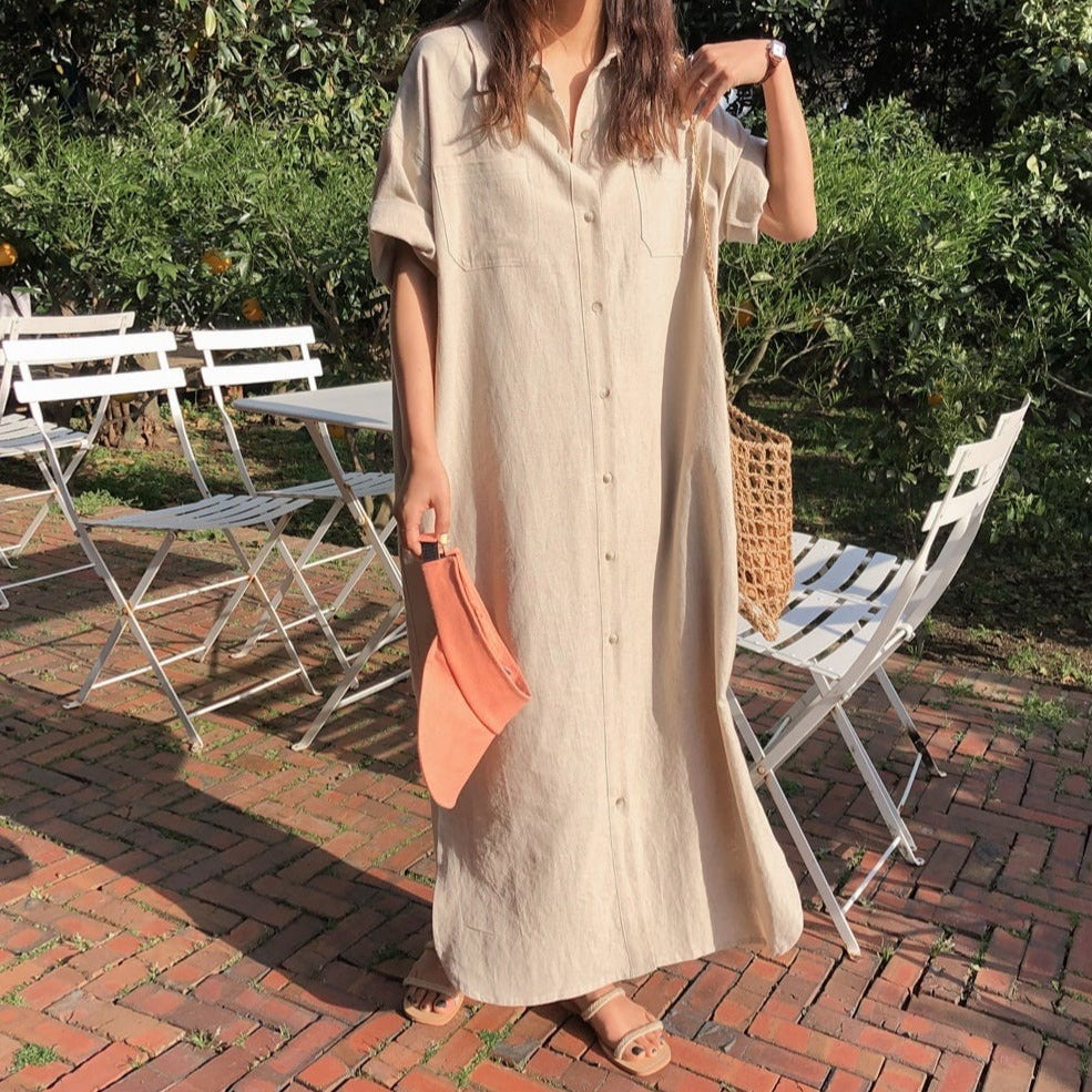 ロングシャツワンピース 夏のAラインで可愛く♡ S1791