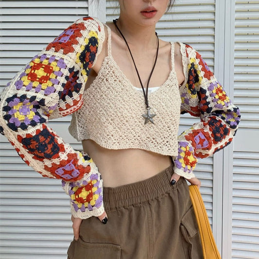 クロシェ花柄カーデセット【単品】 S1868