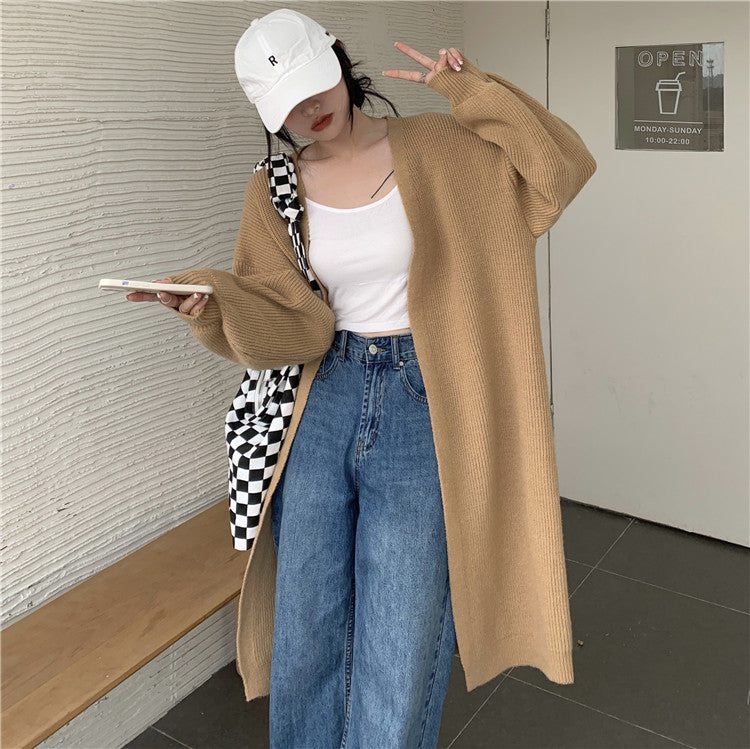 大人可愛いリブ編みロングカーディガン S1287