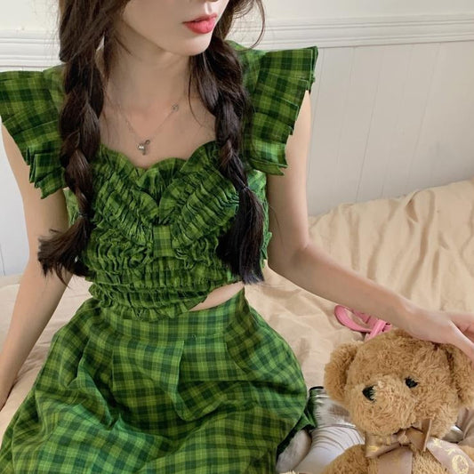 グリーンチェックのAラインセットアップ S1863