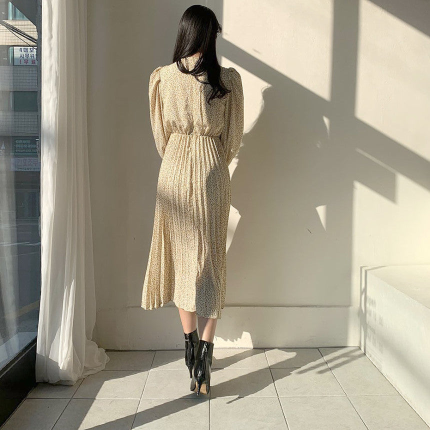 小花柄切り替えロングワンピース S2080