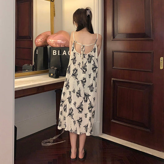 モノトーン花柄キャミワンピース 大人可愛いモードな1着 S1654