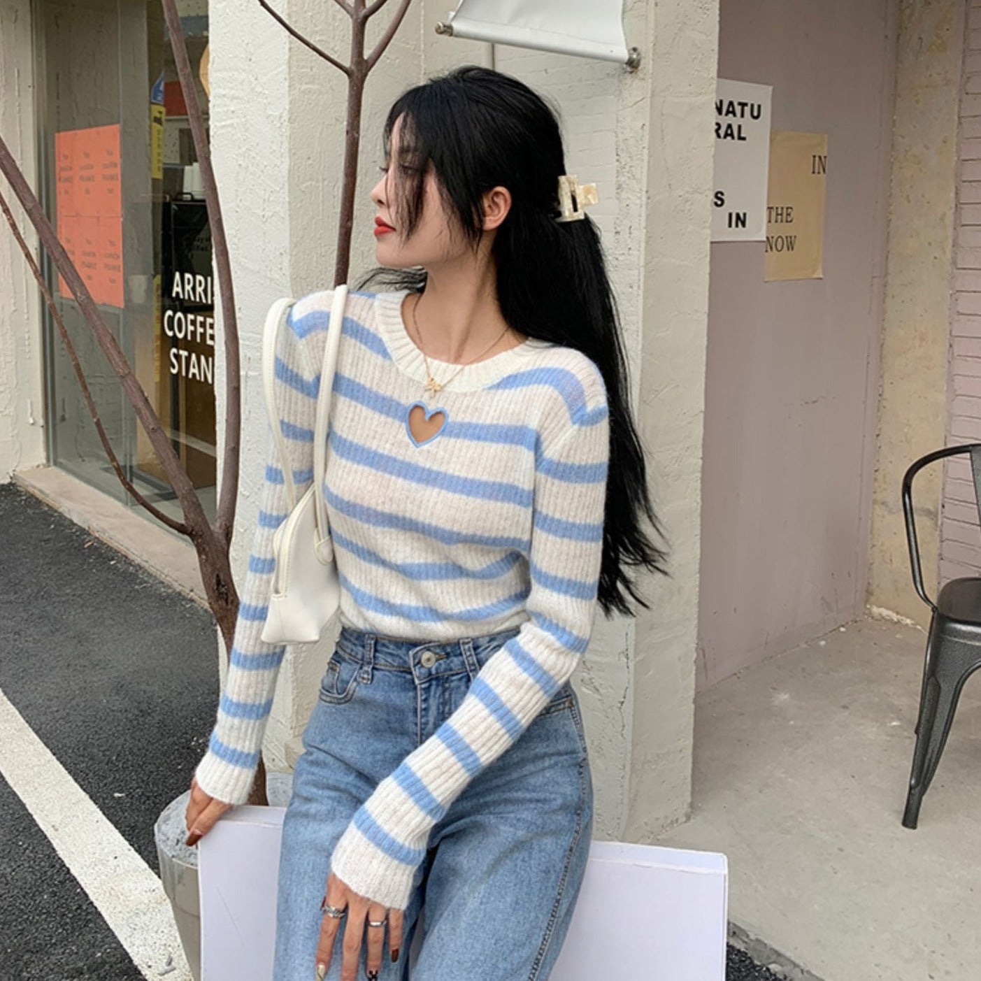 フロントハートボーダーニット♡カジュアルで可愛い S1975