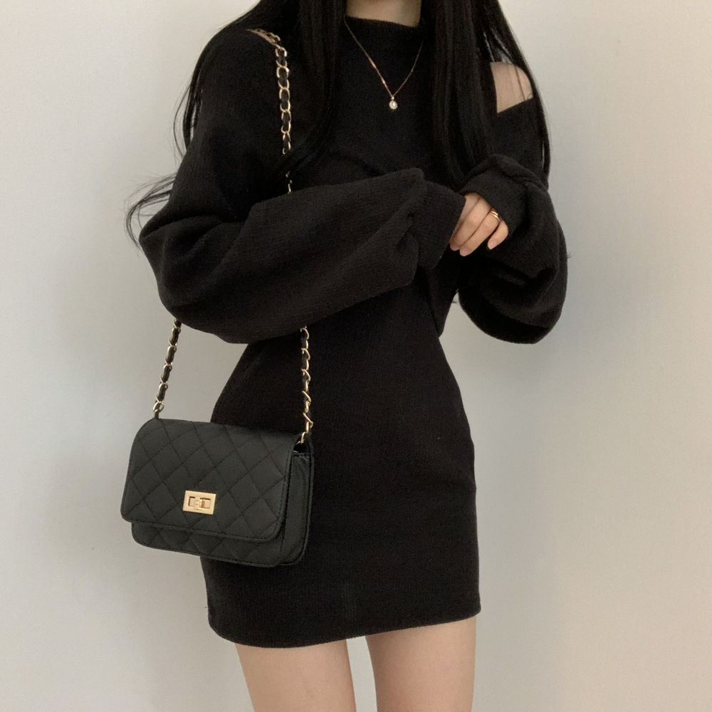 オフショルツーピースワンピース 秋冬の肌見せコーデに♡ S1128
