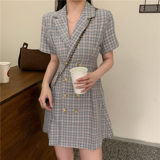 モノトーンチェックワンピース スタイルアップワンピ S1522