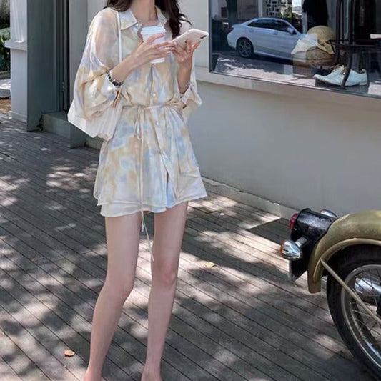 マーブルシフォンセットアップ♡さわやか透け感デザイン S1832