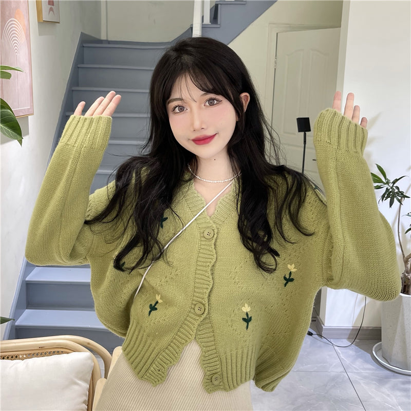 スカラップ刺繍カーディガン 〜大人可愛いニットでコーデアップ〜 S1806