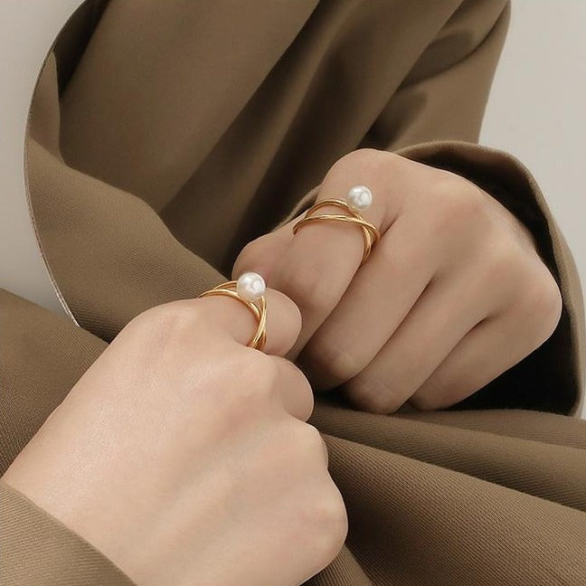 パール2WAYリングカフ♡大人可愛いアクセ S2542