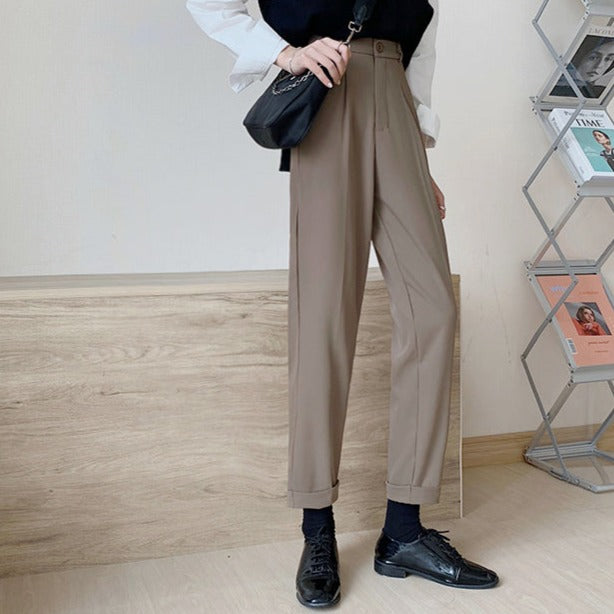 ハイウエストストレートパンツ 美脚シルエット S2154