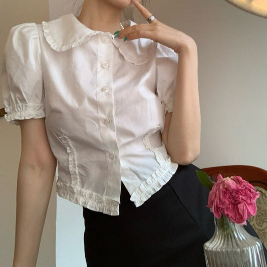 大人ガーリーなパフスリーブブラウス S1848