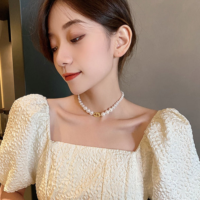 アルファベットパールネックレス♡可愛いデザインで大人気! S2053
