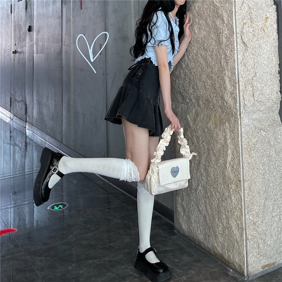 サイドレースアップデニムスカート♡脚長効果でおしゃれ S2402