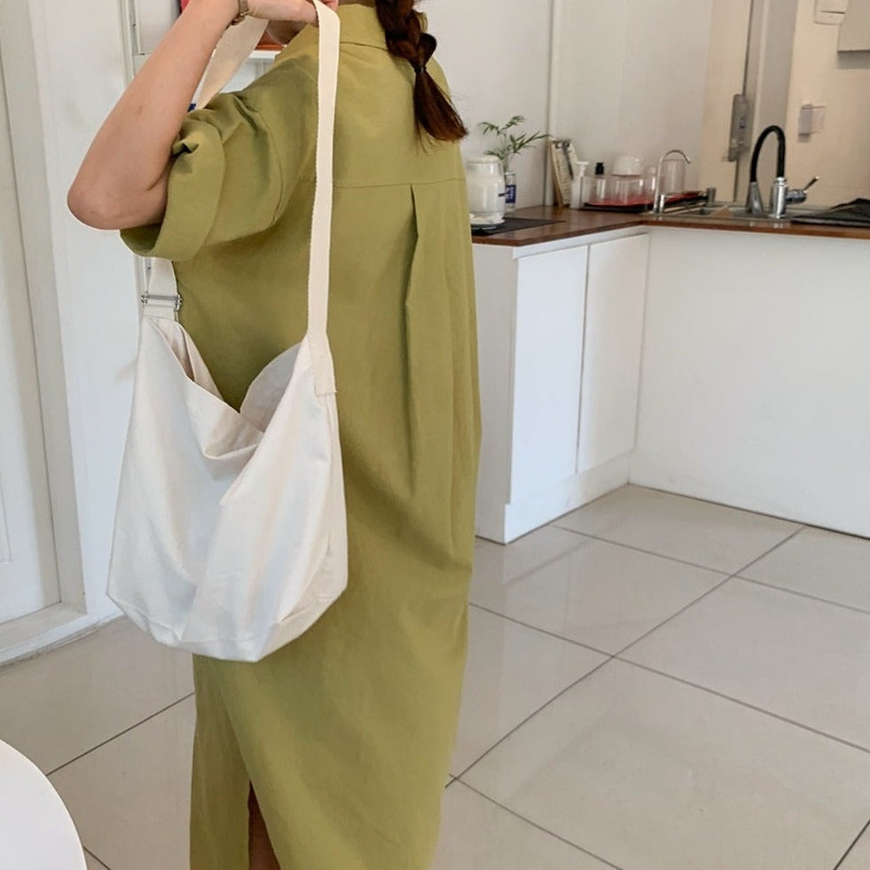 ロングシャツワンピース 夏のAラインで可愛く♡ S1791