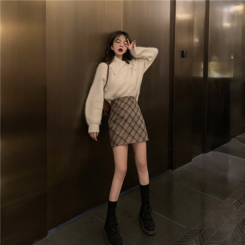 アシメ風モヘアライクニット♡ふんわり可愛い S1116
