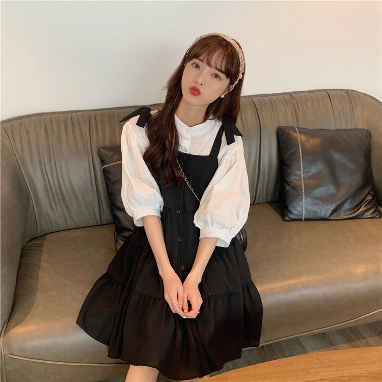 フレンチリボンワンピースセット♡肩リボンが可愛い S1793