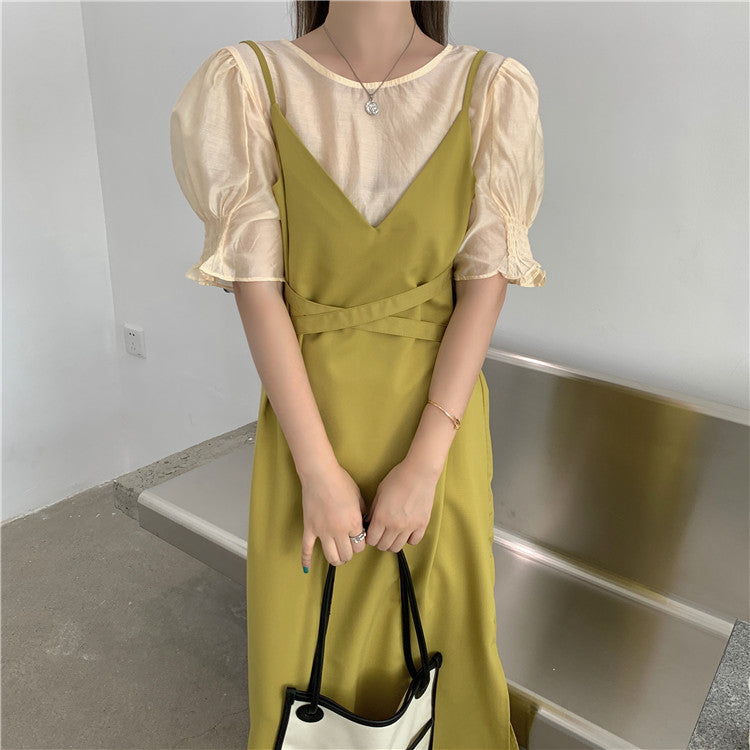 ブラウスレイヤード風ワンピース♡お洒落女子に◎ S1476