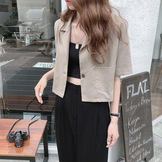 リネン風半袖ジャケット♡涼やか夏コーデに S1859