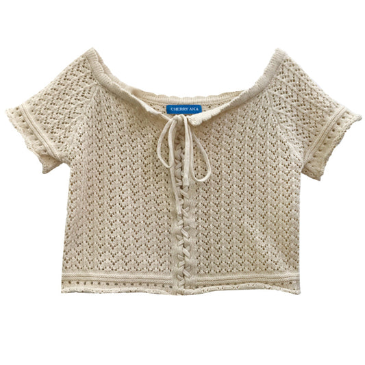 レースアップクロップニット♡夏のガーリーコーデに S1169