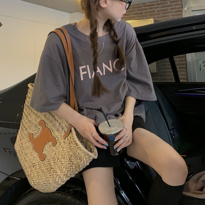 ツイード風ジレ&オーバーロゴTシャツ【単品】 S2301