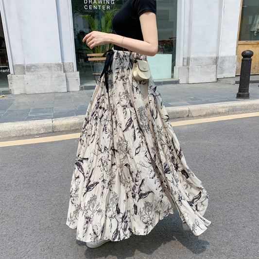 大人可愛い花柄フレアロングスカート S1406