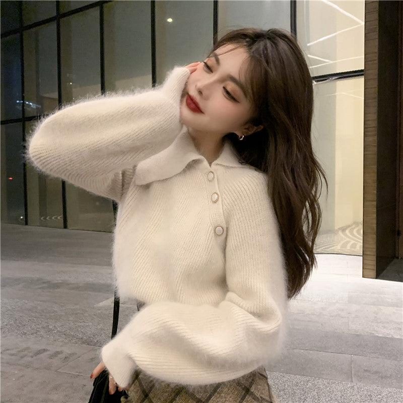 アシメ風モヘアライクニット♡ふんわり可愛い S1116