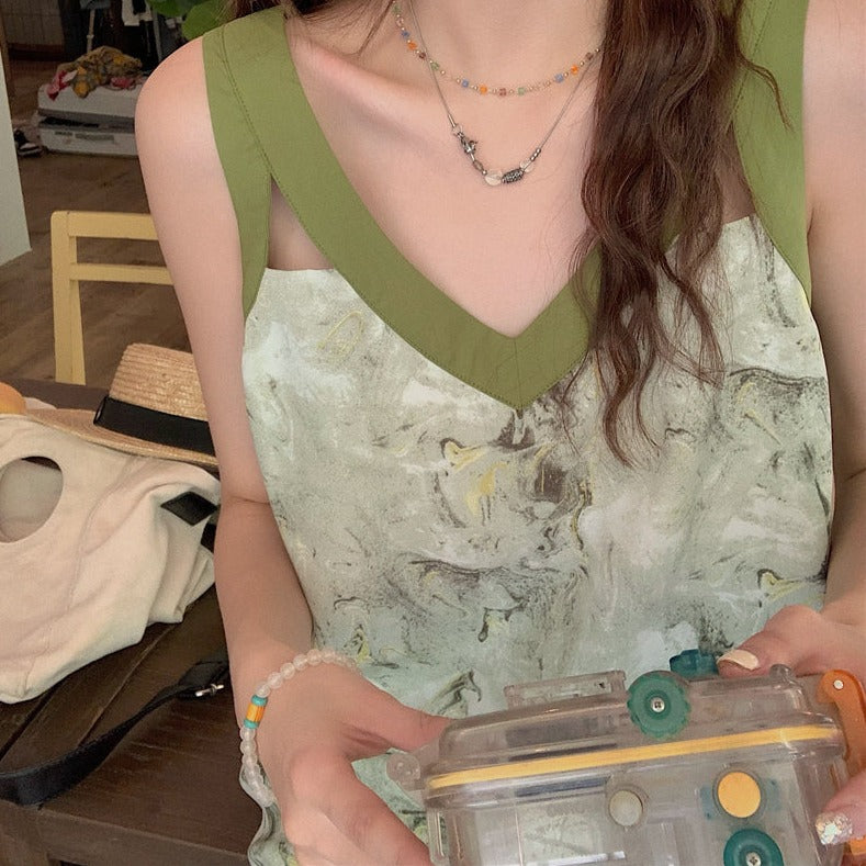 マーブル柄キャミワンピース♡デザイン性抜群 S1427