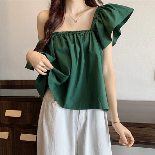 フリルフレアスリーブの華奢見えトップス S1885