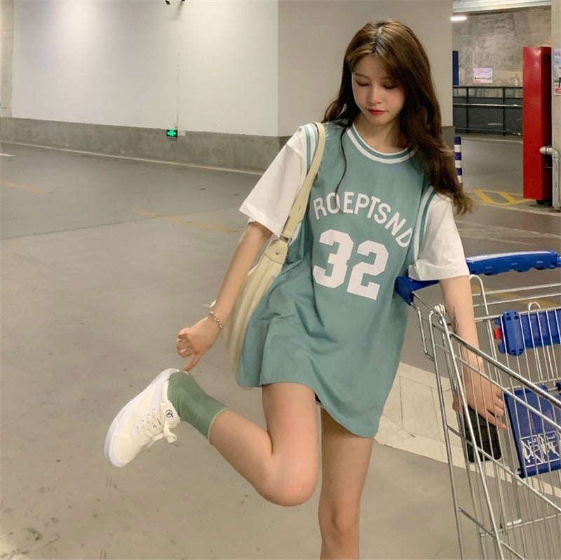 ゆるカレッジロゴTシャツ ロングシルエット S1679