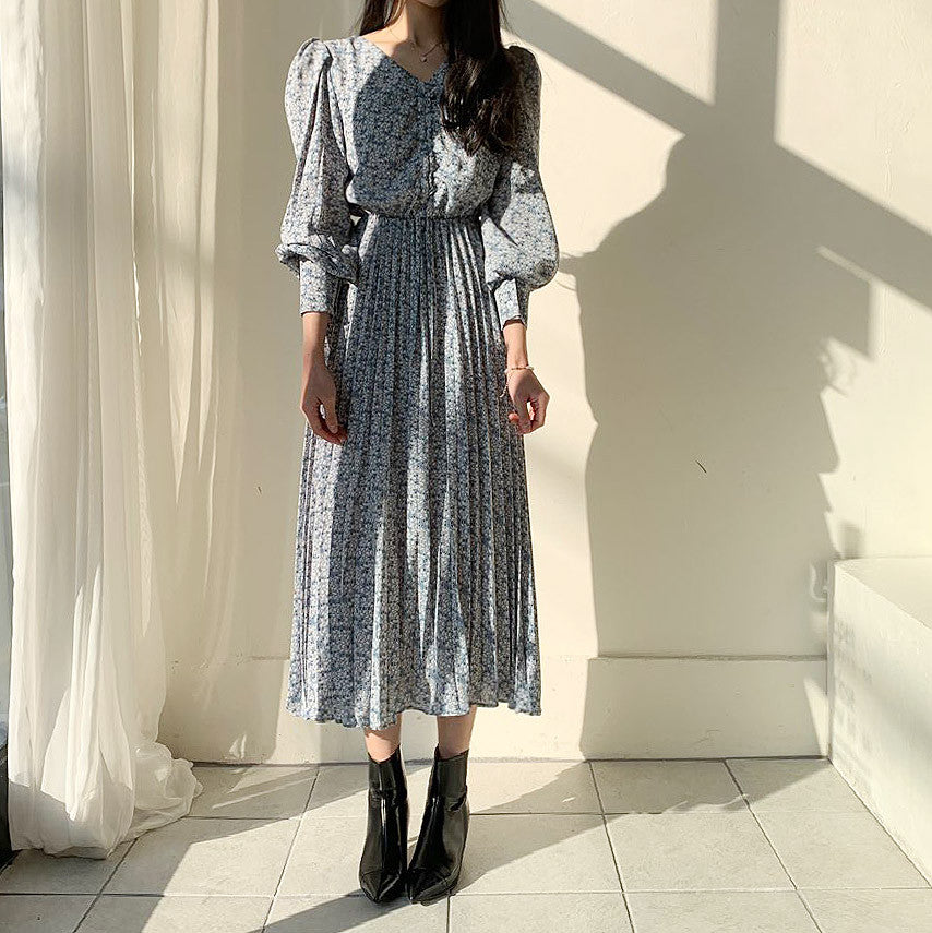 小花柄切り替えロングワンピース S2080