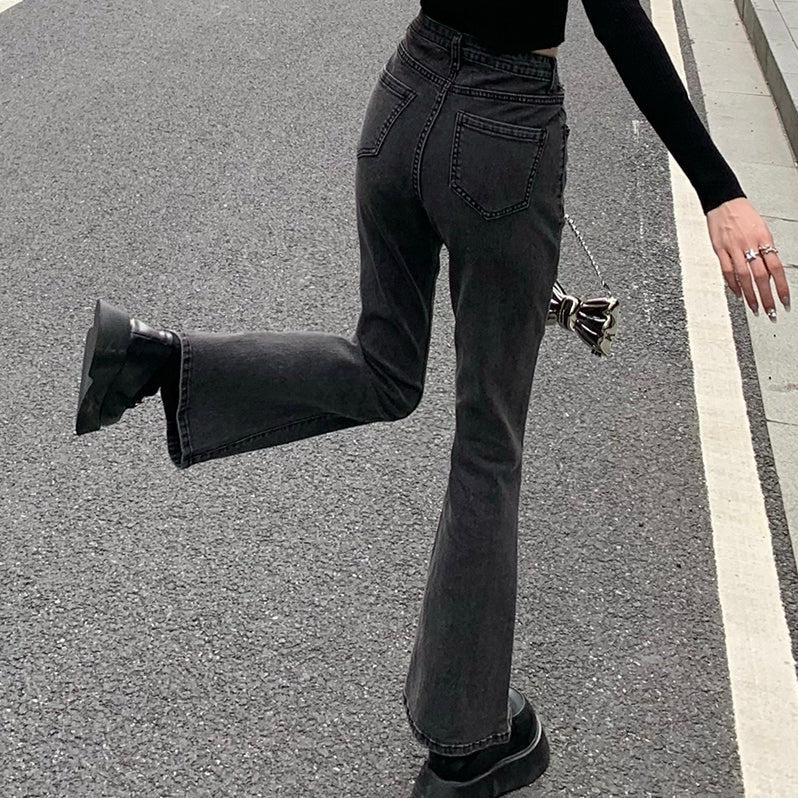センターラインが可愛いフレアデニムパンツ S2349