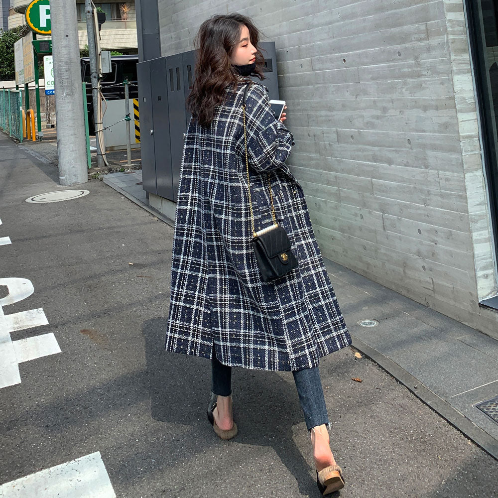 大人カジュアルなチェックロングコート S1212
