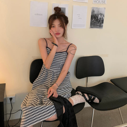 ギンガムチェックのキャミワンピース♪シンプルで着回し◎ S1656
