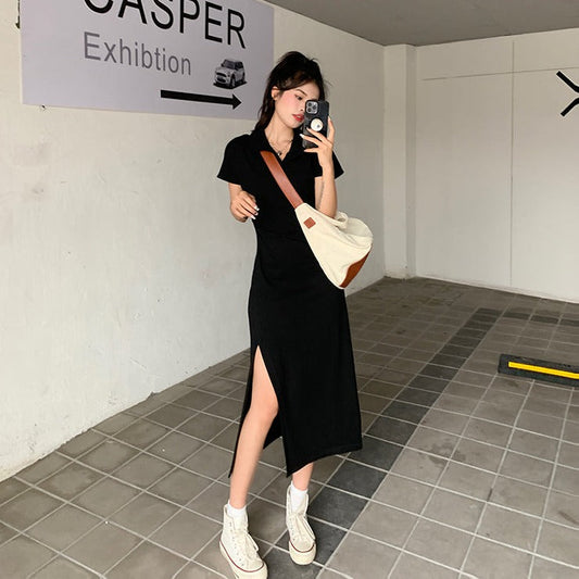 スリットデザインのカットソーワンピース S1524